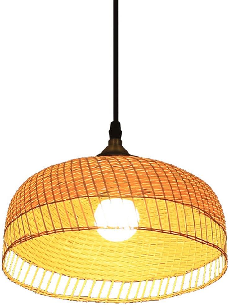 10.2'' Modern Hand-Woven Bamboo Pendant Lamp,Rattan Bamboo Wicker Chandelier,E27 Adjustable Height Creative Lampshade,for Home Decor Industrial Lighting Fixtures -1 Light