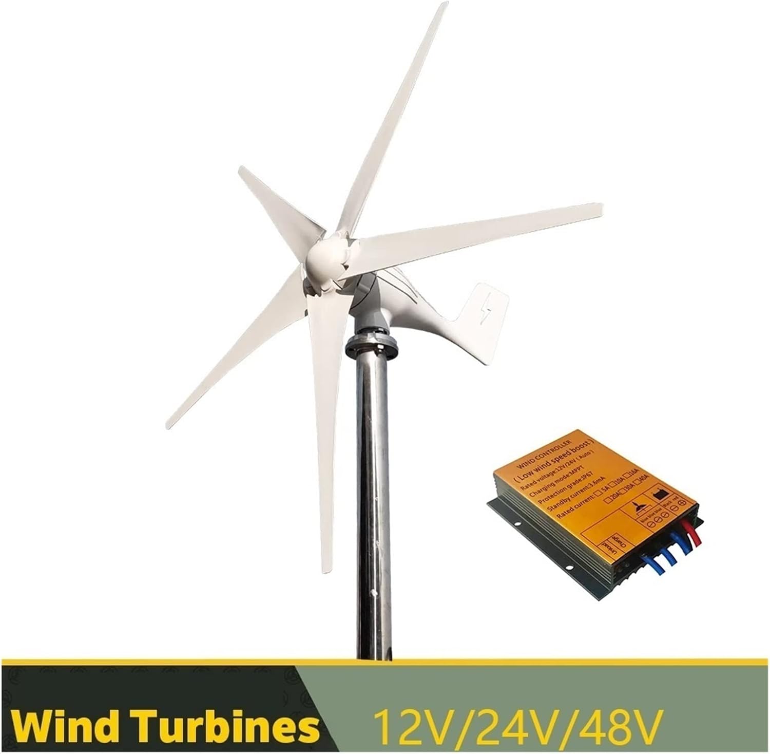 Wind Turbine Generator Kit, 1000W Wind Turbine Generator 12V 24V 48V Windmill Alternative Energy Generator Free Energy Windmill With MPPT Controller for Hybrid Solar Wind System(Wind controller,48V)