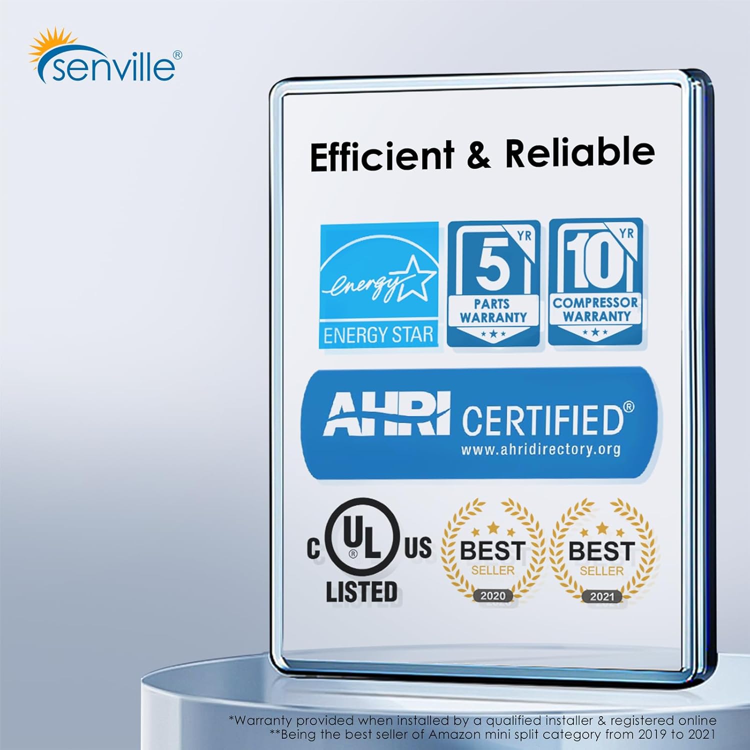 Senville AURA Series Mini Split Air Conditioner Inverter Heat Pump, 12000 BTU, Works with Alexa, Energy Star, White