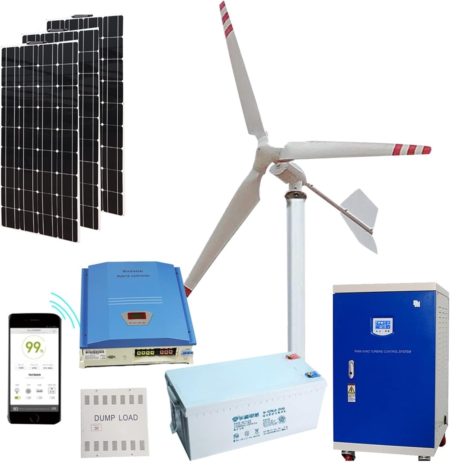 Wind Turbine 2000w 48V 24V Wind Turbine Generator, Windmill Horizontal Wind Turbine Generator Kit Energy Altern With Mppt Controller Inverter (Color : MPPT Controller, Size : 3_24V_1000W)
