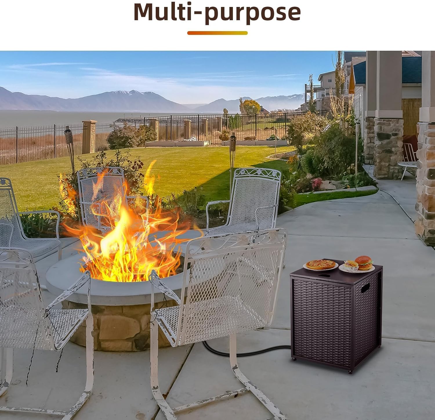 Outdoor Propane Tank Cover,Propane Tank Storage Box for 20Lb Tanks,Weatherproof Gas Tank Storage Side Table,Portable Design with Handles for Gas Fire Pits Grill, Griddle & Stoves