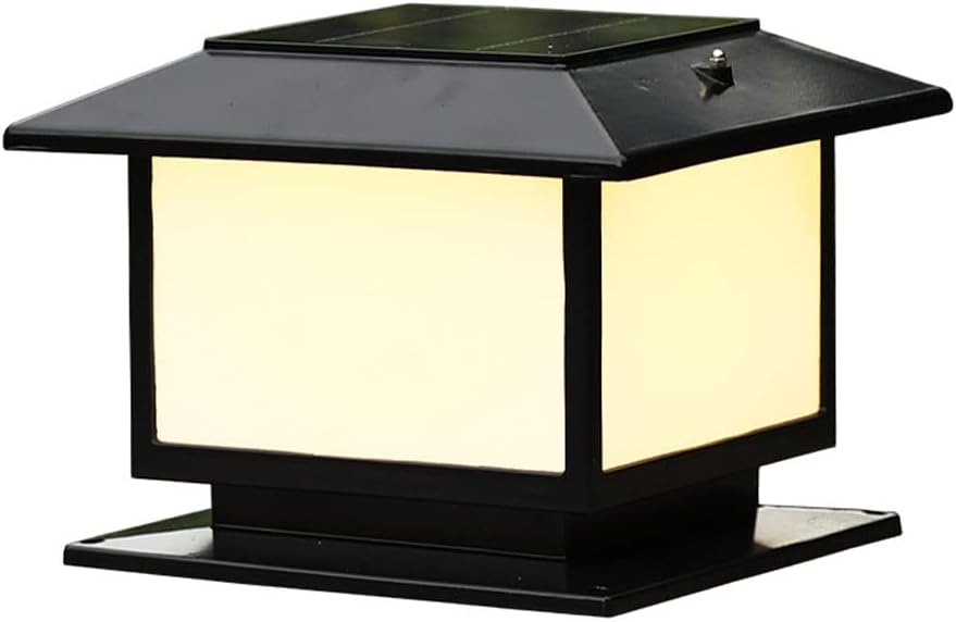 3 Color Dimming Solar Post Lights, LED Outdoor IP55 Waterproof Courtyard Stigma Lantern, Villa Wall Head Fence Pillar Gate Entrance Home Door Post Lamp, for Exterior Lighting Fixtures