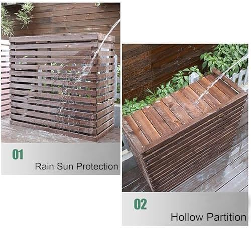 Wood Air Conditioner Covers for Outside, Outdoor Air Conditioner Cover Fence, Weather Resistant, Aesthetically Pleasing Decorative, Easy to Care(Blue,33x14x31in/85x35x80cm)