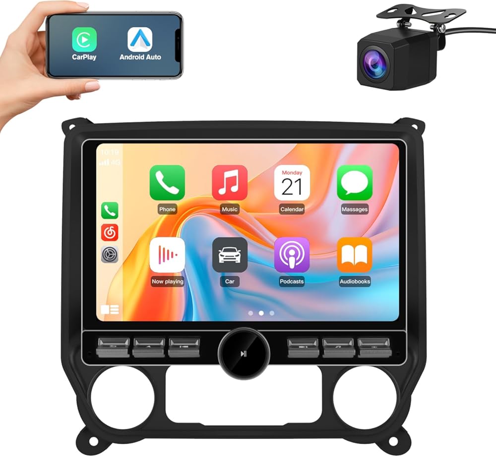 AWESAFE 10.6 Inch Car Radio Stereo Qualcomm [4+64GB] for Chevy Silverado GMC Sierra 2014-2018 Android 13 Head Unit with CarPlay Android Auto