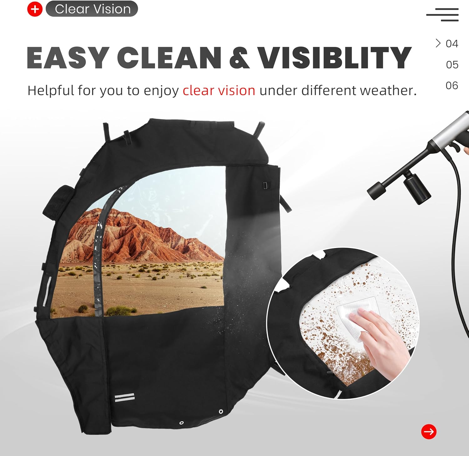 UTV Soft Cab Enclosure Doors with Rear Window Compatible with 2008-2021 Kubota RTV 400/450/500/520 Models Black Soft Door Clear Window Accessories