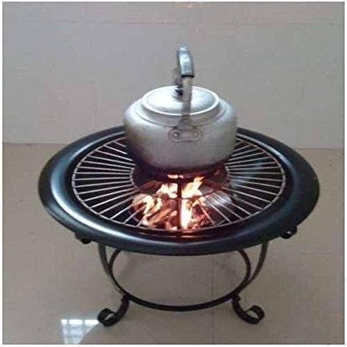 Outdoor Fire Pit BBQ Grill, Bonfire Pit Outdoor Fire Large Bonfire Wood Burning Patio Coal Grill Firepit for Outside Grill Charcoal Smokeless Grill with Spark Screen Poker (Size : 56cm) ()