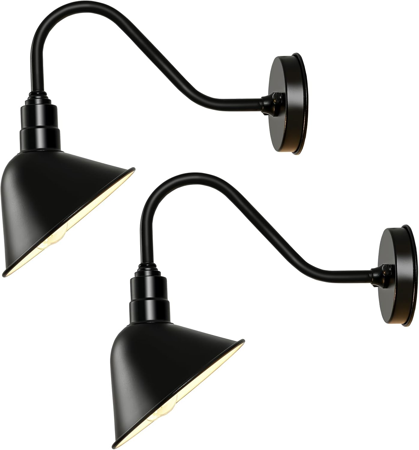 8 Inch Gooseneck Barn Sign Lights Outdoor, Black and White Angle Shade Outdoor Sign Lighting Fixture, Vintage Antique Farmhouse Style for Store Restaurant Porch Garage (8