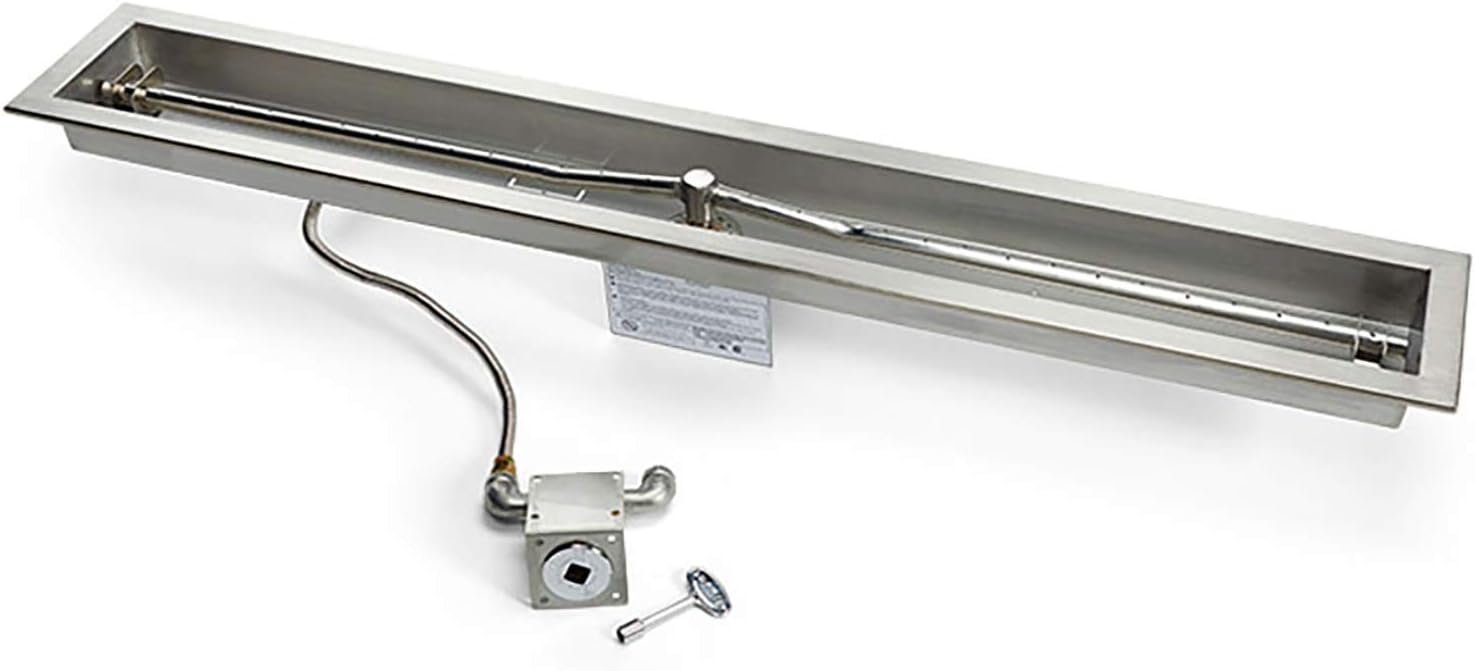 HPC Fire Match Light Gas Fire Pit Kit, 48-Inch Trough, Natural Gas (TOR-MLFPK48TRGH-FLEX-NG)