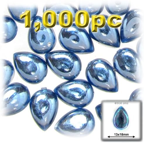 The Crafts Outlet 1000-Piece Acrylic Flatback Cabochons Teardrop Beads, 13 by 18mm, Jewel Tone Assortment