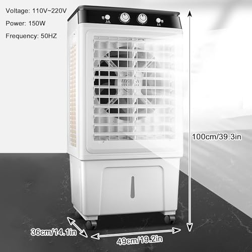 Portable Air Conditioners, Evaporative Air Cooler, Swamp Cooler, 3 Wind Adjustment, 120° Swing, 2 Hours Timer, Low Noise Operation, Efficient Cooling