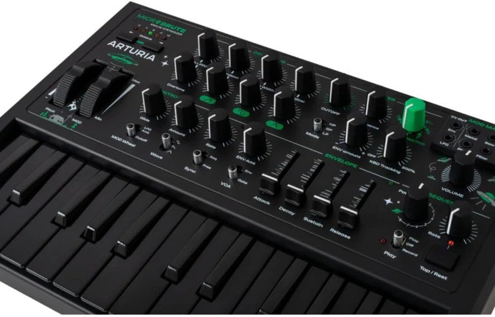 Arturia Micro Brute UFO Bundle with Polsen HPC-A30 Closed-Back Studio Monitor Headphones, Kellards MID-P10T Pro MIDI to MIDI Cable 10 Feet