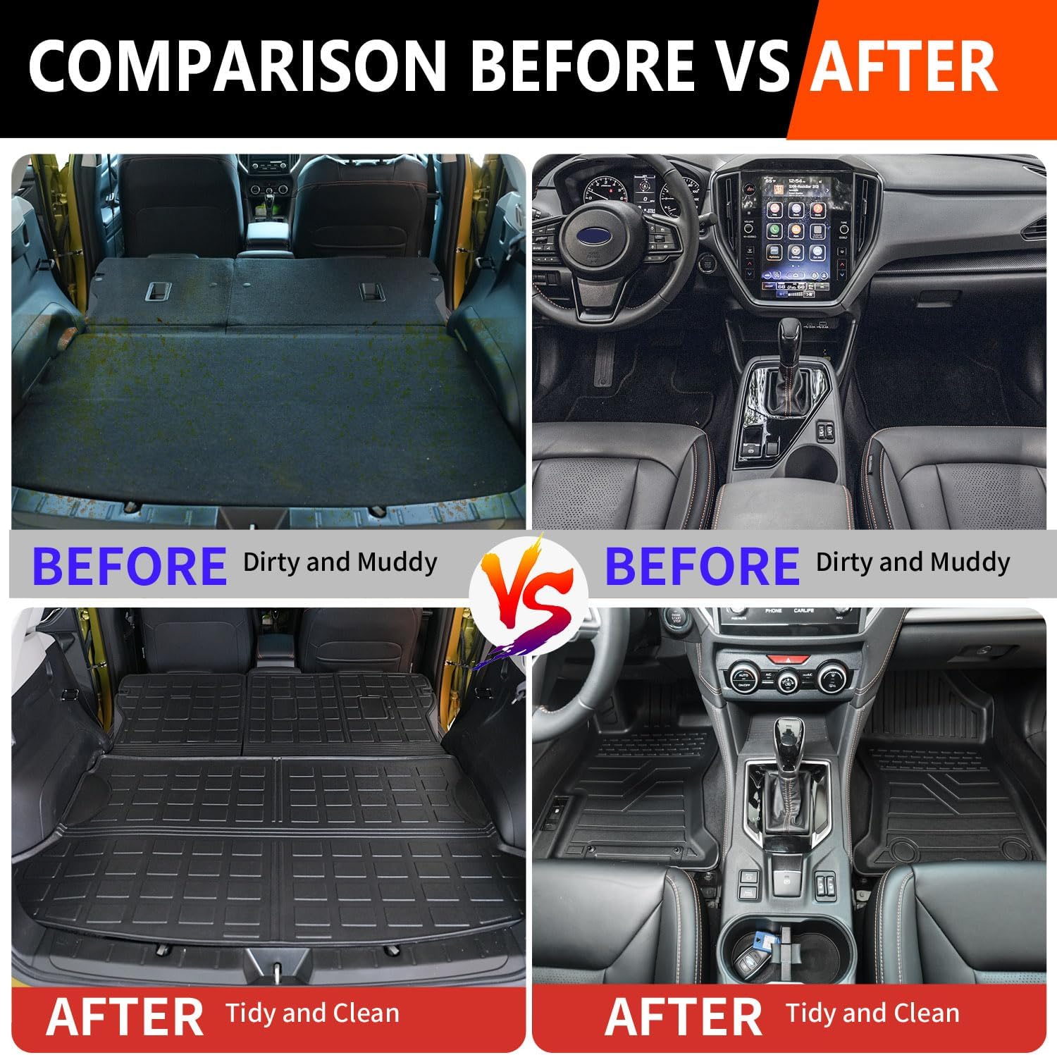 powoq Floor Mat Compatible with 2018-2023 Subaru Crosstrek Impreza Cargo Mat Floor Liner TPE Back Seat Protector Trunk Cargo Liner Replacement for 2018-2023 Subaru Crosstrek Accessories