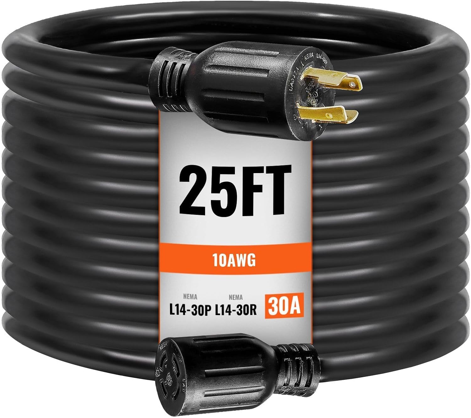 30 Amp Generator Cord and Power Inlet Box Kit,25 FT,NEMA L14-30P/L14-30R STW 10 AWG Generator Power Extension Cord with Twist Lock Connector,Pre-Drilled Inlet Box compatible with RV Outdoor,ETL Listed