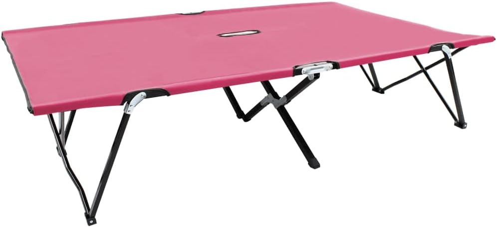 Patio Lounges Two Person Folding Sun Lounger Pink Steel
