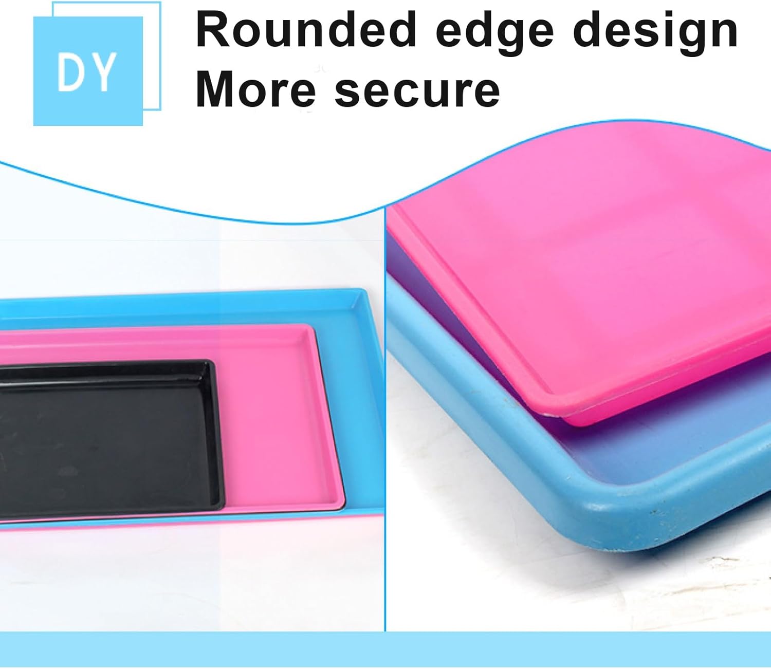 3 Large Plastic Trays Oil Drip Pan for Under Car Non-Slip Bottom Plastic Pan Refrigerator Tray Washing Machine Drip Pan(Blue,43x32x2.7cm/16x12x1in)