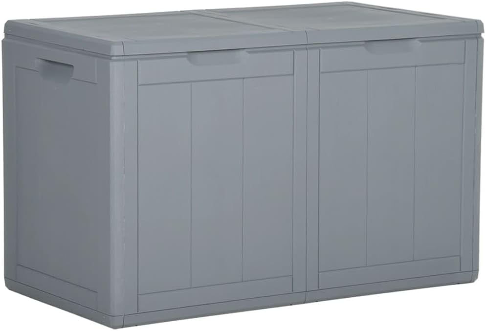 YAFF Patio Deck Storage Box Outdoor for House Cushion Towel, 47.6 gal Gray PP Rattan-1234