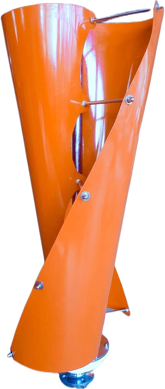 Vertical Spiral Wind Power Turbine Generator 400W / 800W / 1000W / 1200W Maglev Generator Kit 12V / 24V / 48V with Controller and 2 Orange Blades, Breezes Start for Road, Outdoor,400w,48V
