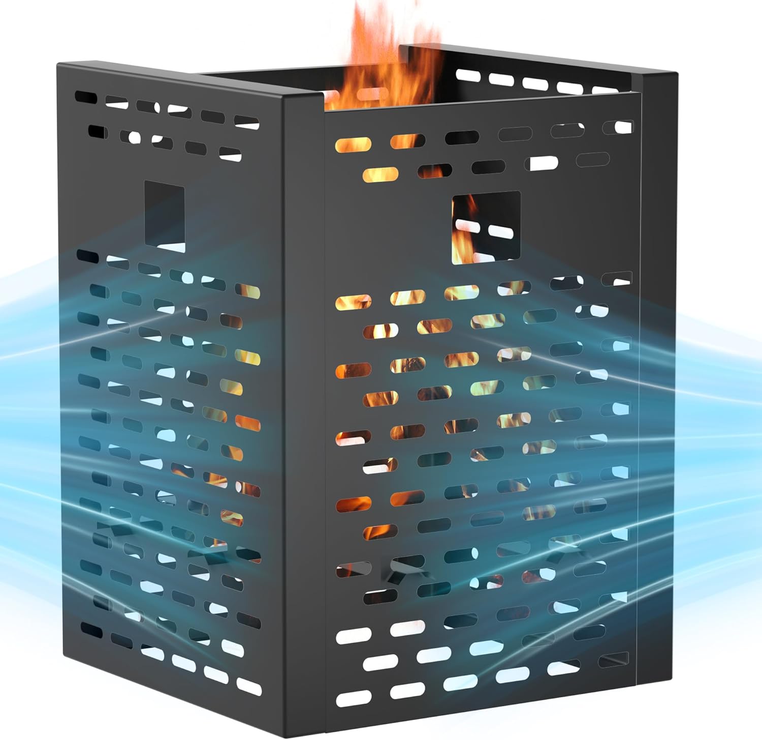 Burn Barrel for Outdoor Trash Burning – 30 Inch 63 Gallon Heavy Duty Fire Pit Cage with Ventilation, Waterproof Cover, High Temp Coated Steel Burn Bin for Backyard, Farm, Camping