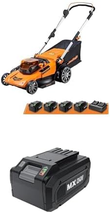 CLMF4821A Cordless Lawn Mower Brushless 48V MAX* 21Inch 3-in-1 Function with 4X24V MAX* 4.0Ah Battery and a Dual Charger + LawnMaster 24LB4005-CN 24V 4.0Ah Battery Suit 24V / 48V Cordless Machine