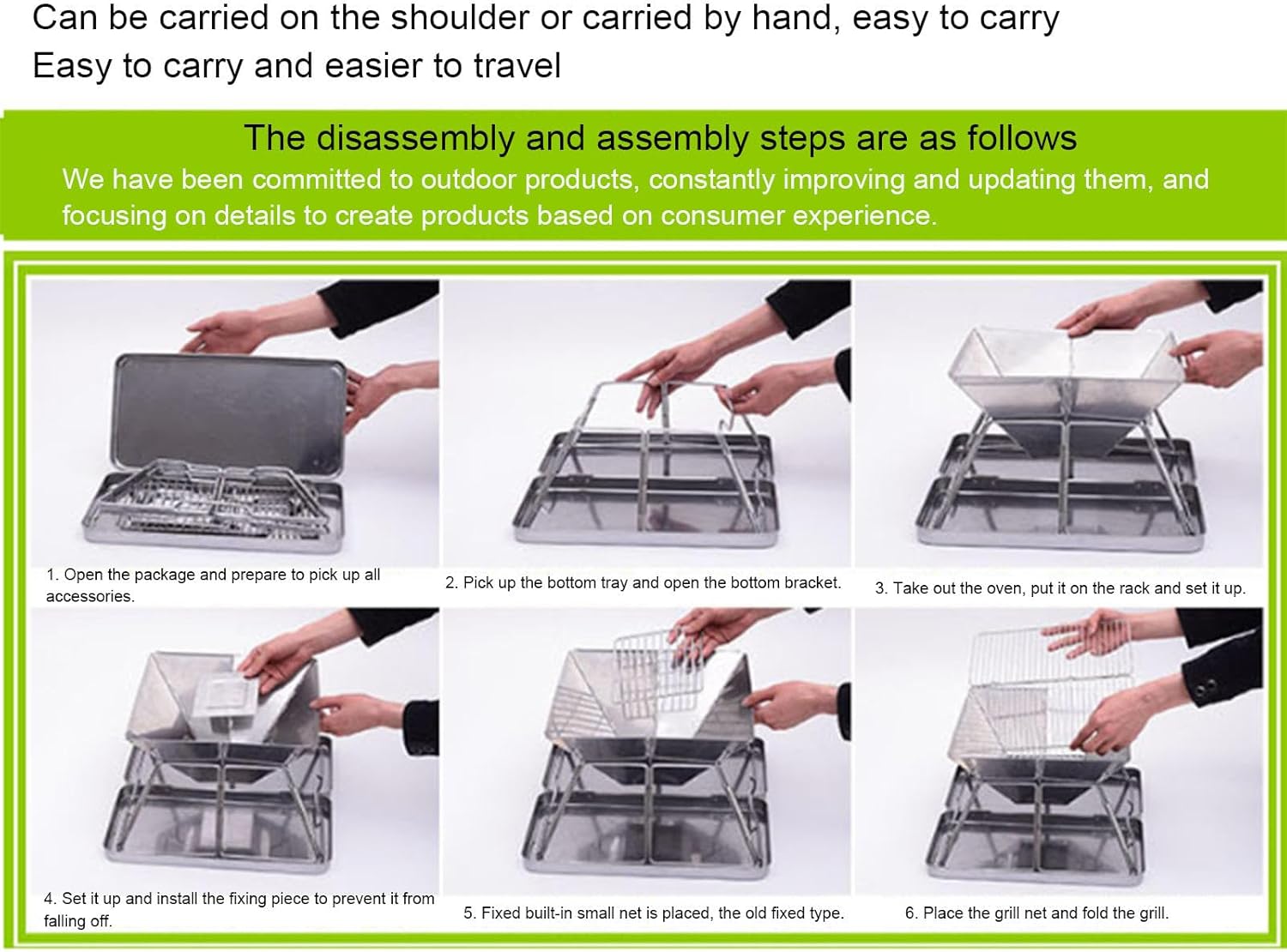 VIDECOR Stainless Steel Fire Pit, Foldable BBQ Grill Rack Portable Campfire Pit Liftable Wood Burning Charcoal Grill for Camping Picnic Patio Backyard Garden