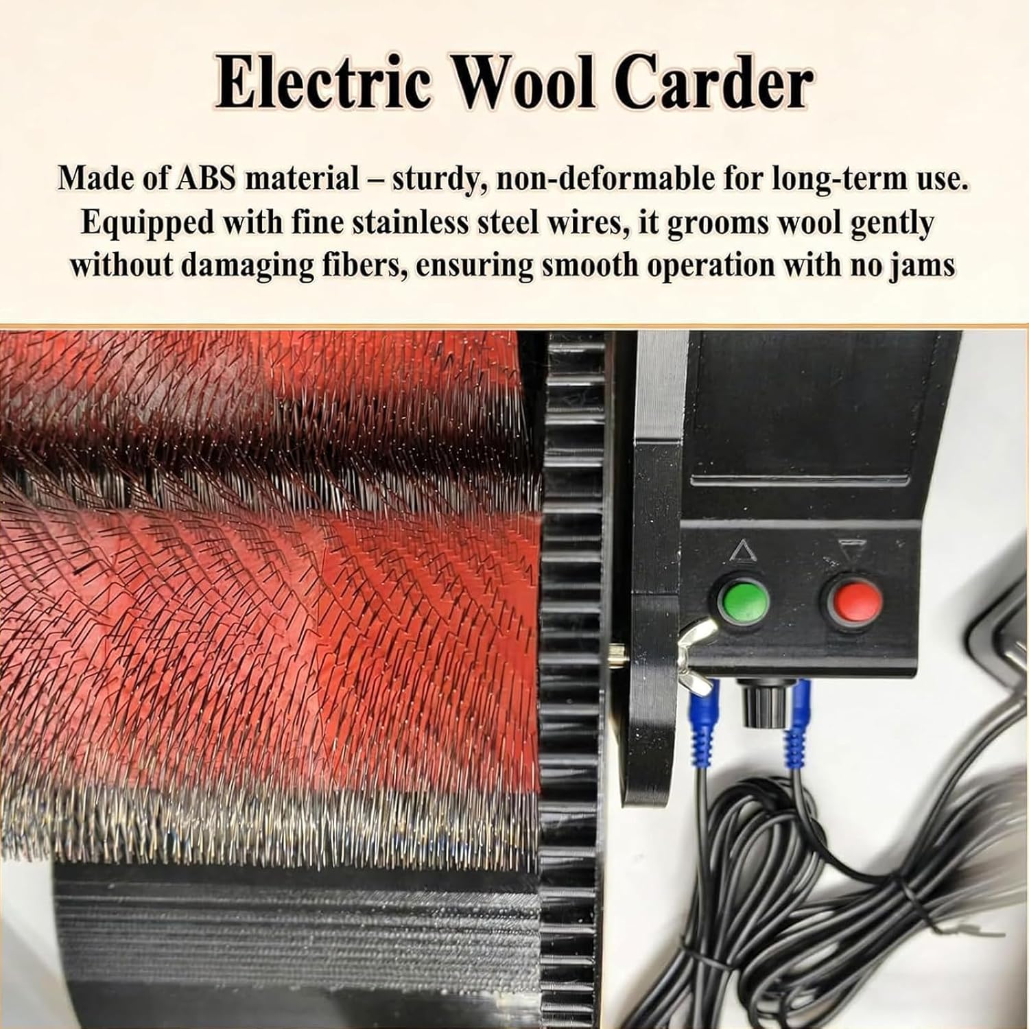 Electric Wool Carding Machine, Wool Fiber Drum Carding Machine with 2 Foot Pedal, Adjustable Combing Speed, Fast Color Mixing, Combing, Spinning,for DIY Craft Make Felt Animals