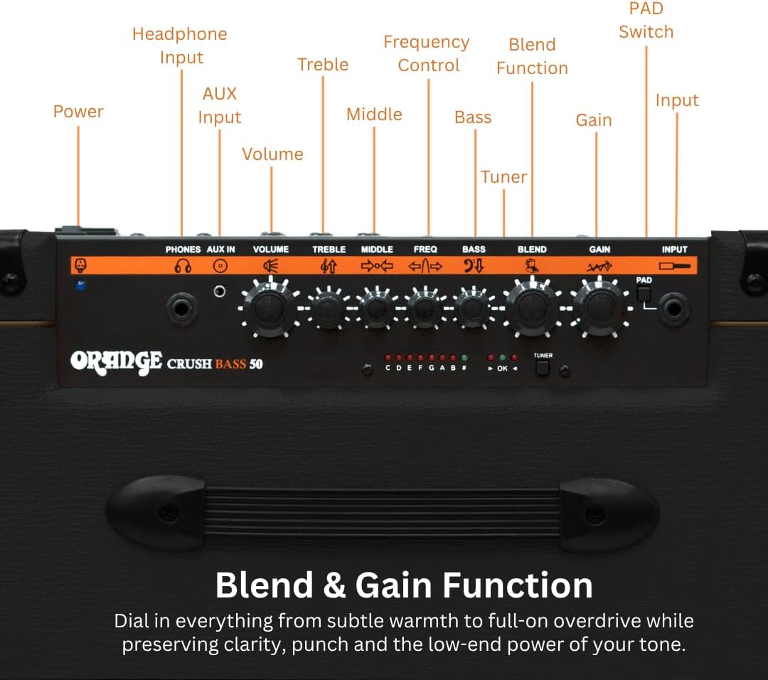 Orange Crush Bass 50W Bass Guitar Combo Amp, Black