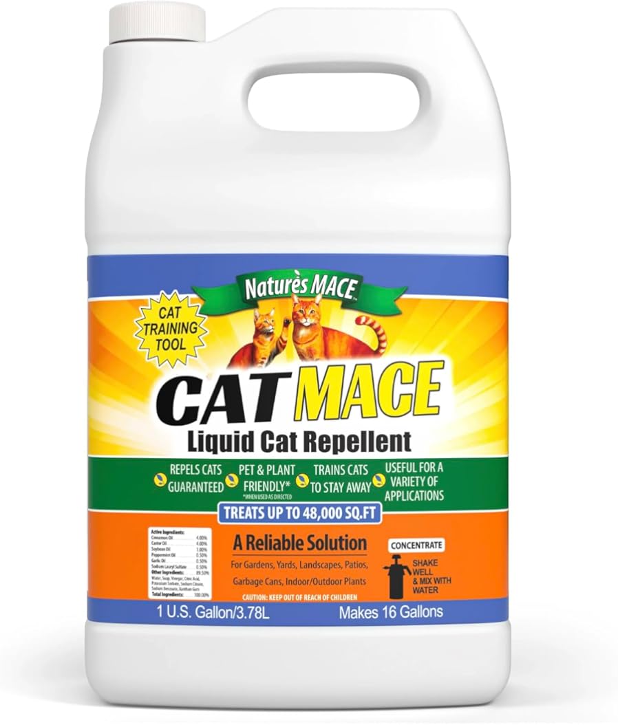 Nature's Mace Cat Repellent – Stops Urine Marking & Scratching, Indoor/Outdoor Use, Safe Around Pets (1 Gallon Concentrate (Pack of 1))