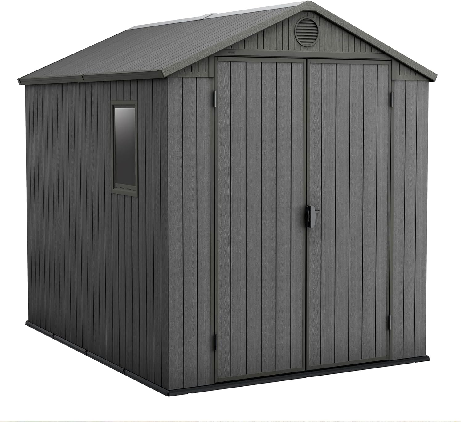 Keter Outdoor Storage Tool Shed, for House, Patio & Yard, Darwin, 6 x 8 Ft, Graphite Gray - Portable and Lockable Resin Utility Organizer for Backyard, Pool, Garden or Lawn Organization