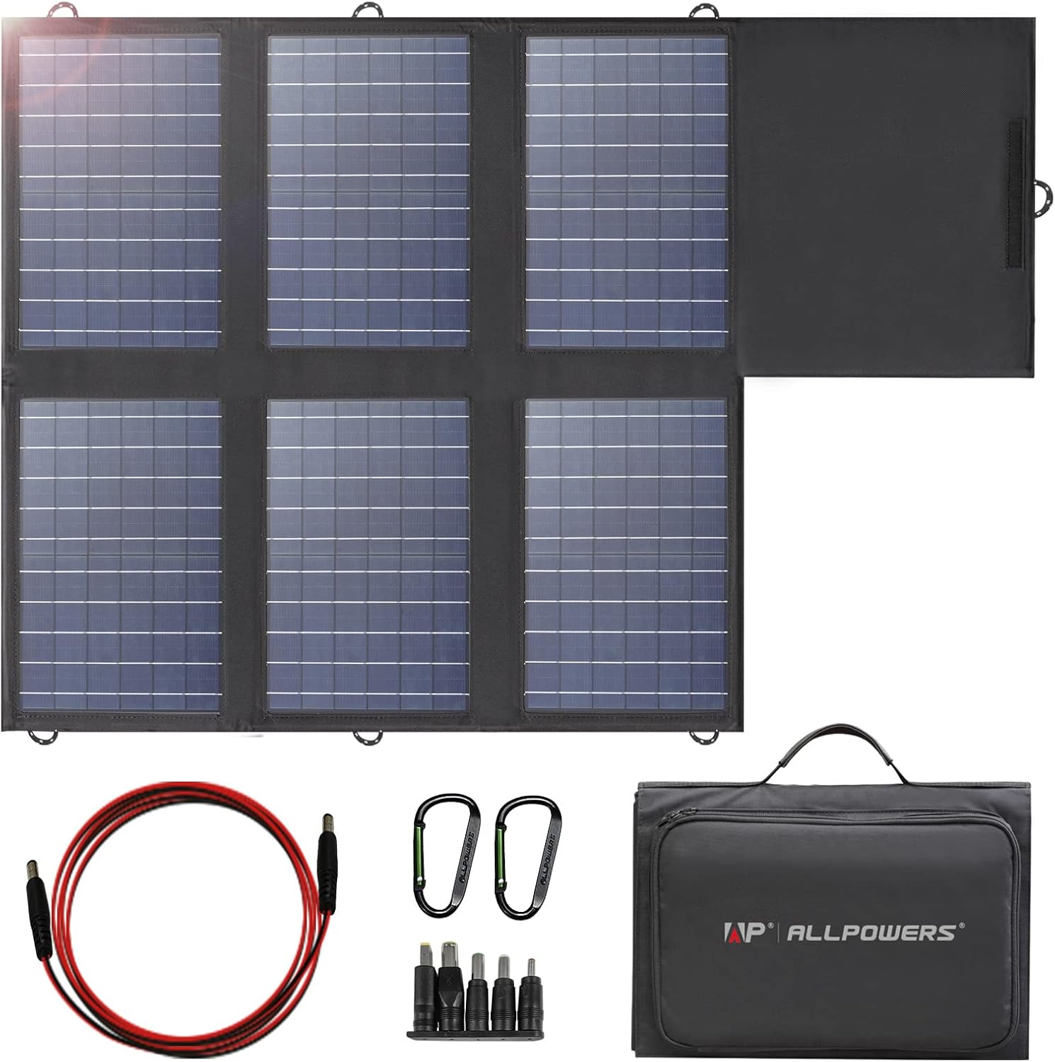 ALLPOWERS SP026 60W Portable Solar Panel, Foldable Solar Charger with USB-C/DC/QC Outputs, 22-25% High Efficiency Panel Solar Portatil for Phone, Laptop, Power Station, Camping, RV（SP026-60W