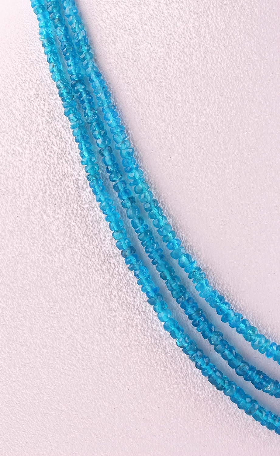 Neerupam Collection 122 Carat Natural Apatite Rondelle Shape Beads Three String Tassel Sarafa Nacklace for Women