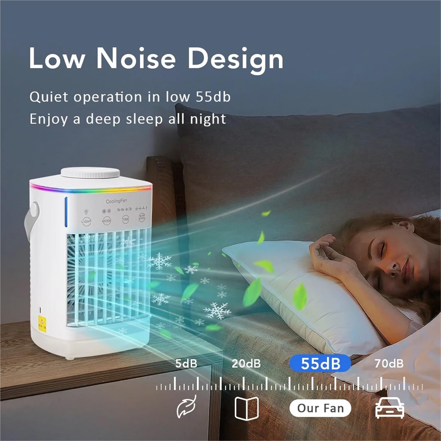Portable. Portable Air Conditioner with Colorful Atmosphere Light Water Cooling Fan .Tabletop
