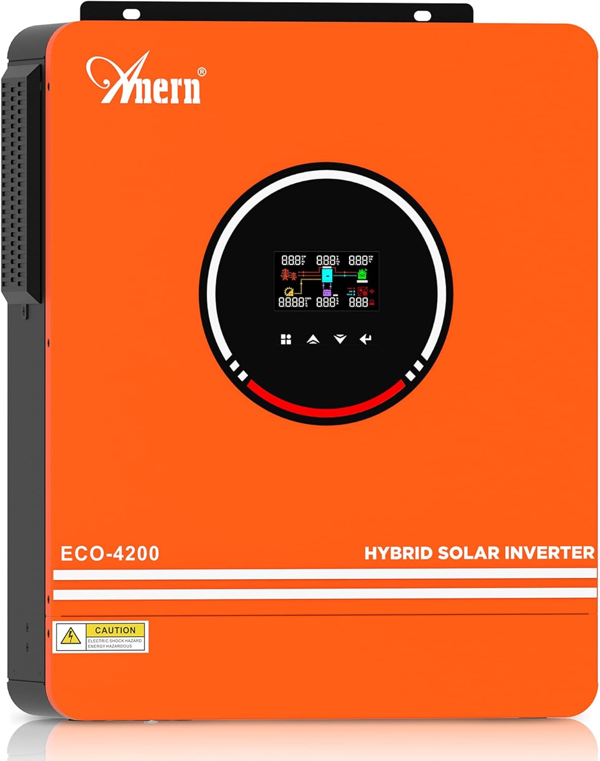 Anern 4200W Hybrid Solar Inverter 24V DC to 220-230VAC, All-in-One Hybrid Inverter Charger Built-in 120A MPPT Controller, Max PV Array 6200W, Fit for 24V Lithium Lead-Acid Gel Battery Off-Grid System