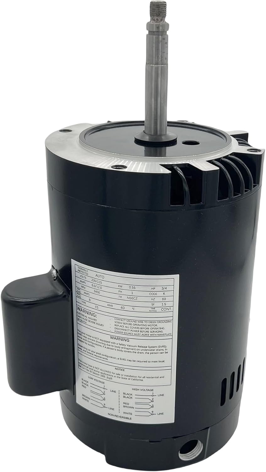 B625 Swimming Pool Pump Motor and Seal Replacement Kit, 3/4HP Pool Pump Motor 115/230V 3450RPM N56CZ Compatible With Arneson Pool, Polaris Vac-S-Weep (Pb-460), and Letro Jet Vac Brand Pool Cleaners