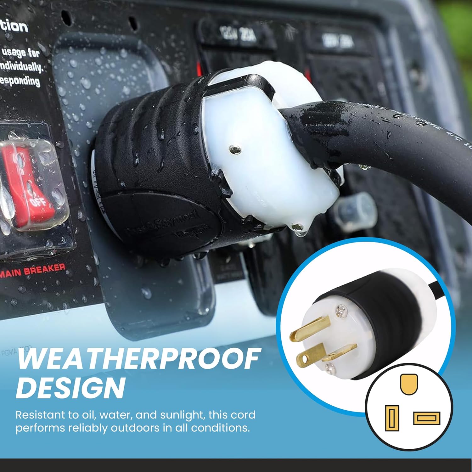 IronBox Electric 6-20P to L6-20R Plug Adapter Power Cord - 20A, 250V, 12/3 SJOOW- UL Listed Power Cord Extension Cable - Heavy Duty Plug and Connector for Generator, Data Centers & More (40ft, Build)