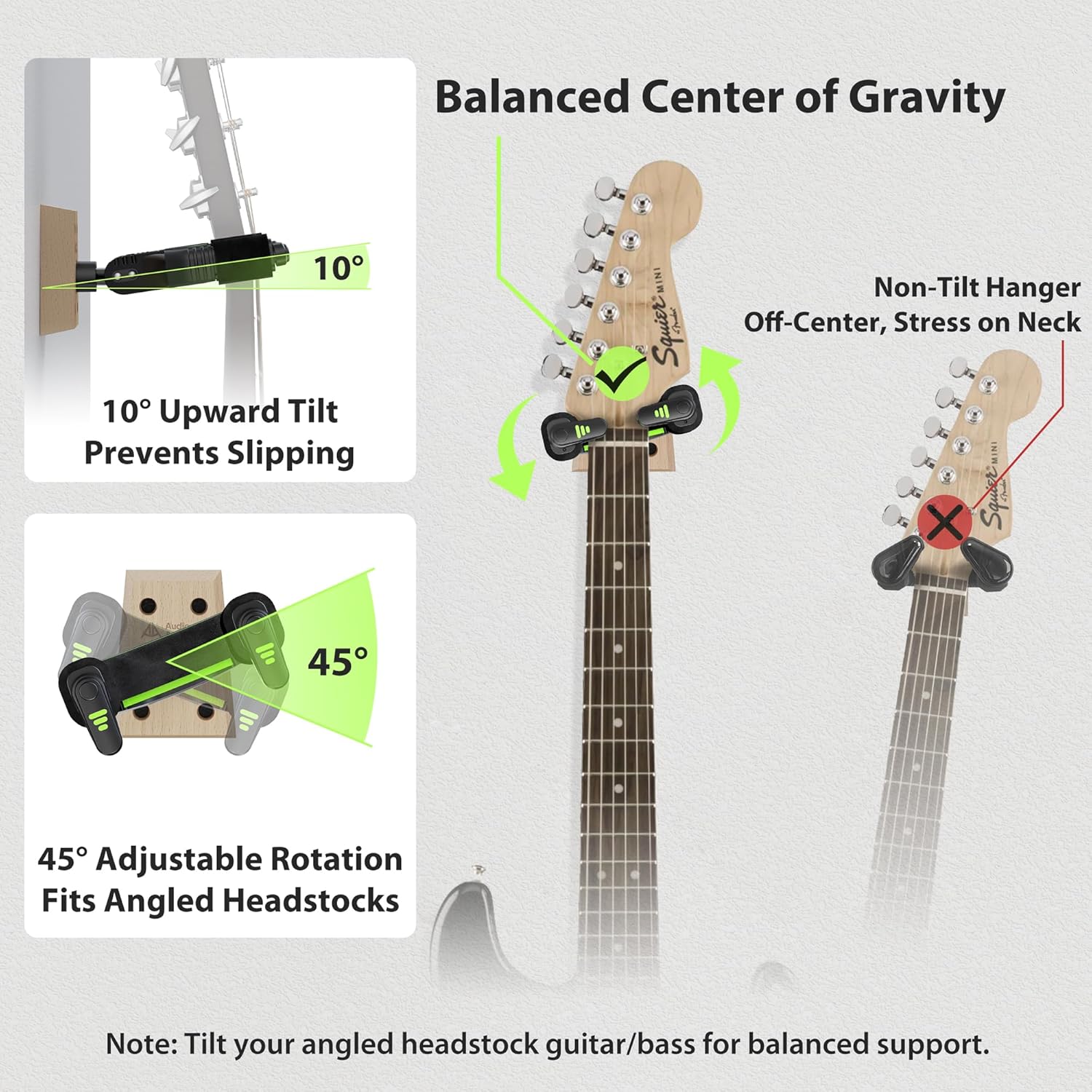 Guitar Wall Mount 1 Pack with Guitar Cable 100 ft 1 Pack