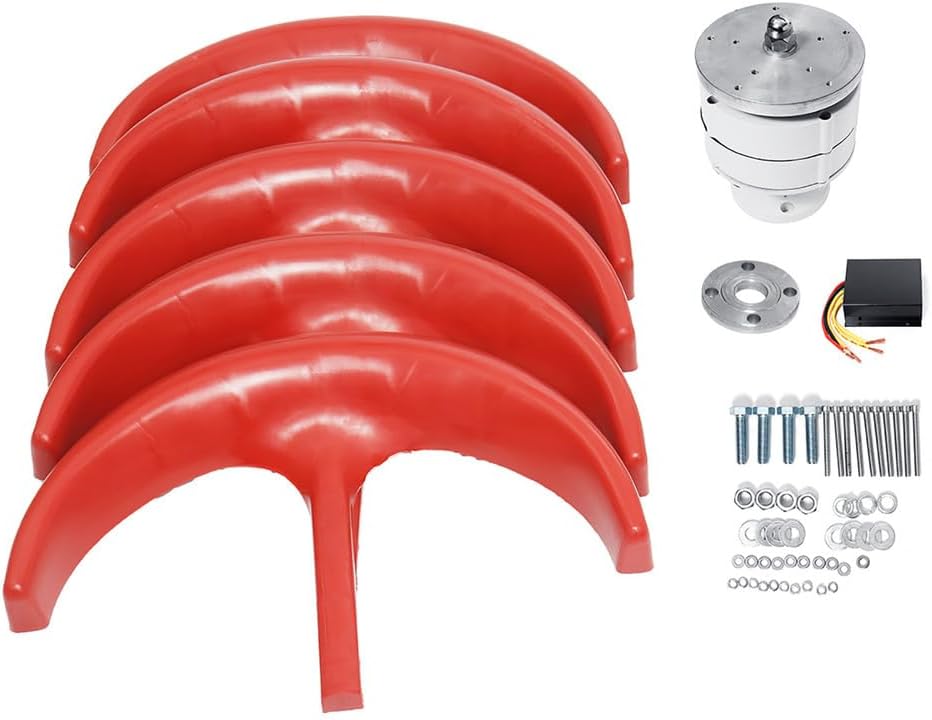 48V 12000W 5 Blades Vertical Wind Turbine Kit, Rated Wind Speed 13M/S Low Wind Speed Starting Wind Power Generator with Controller for Home, Camping