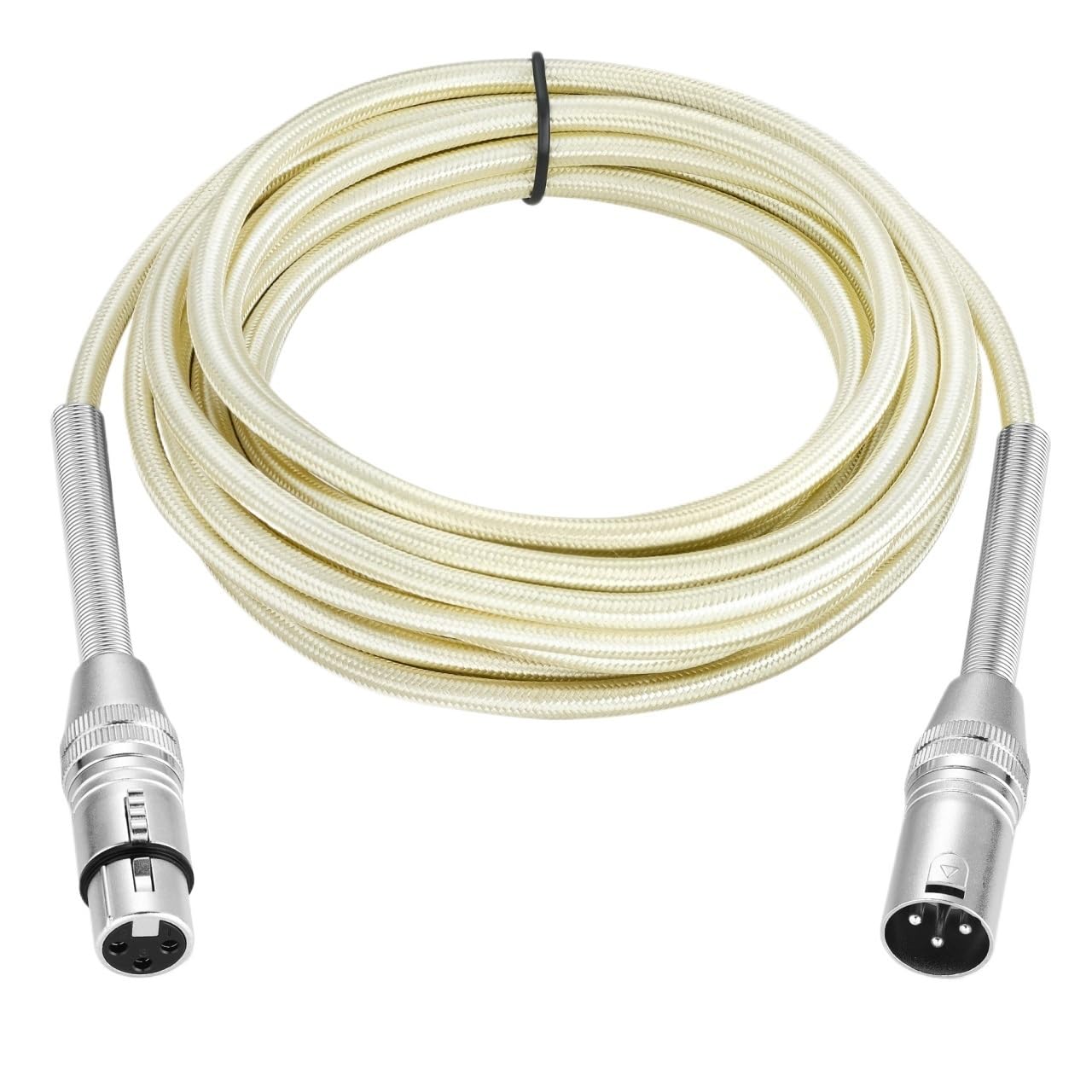 XLR Cable Male to Female M/F with Spring Protection for Microphone Amplifier Foil+Braided Shielded(Gold Fabric Braided,10m)