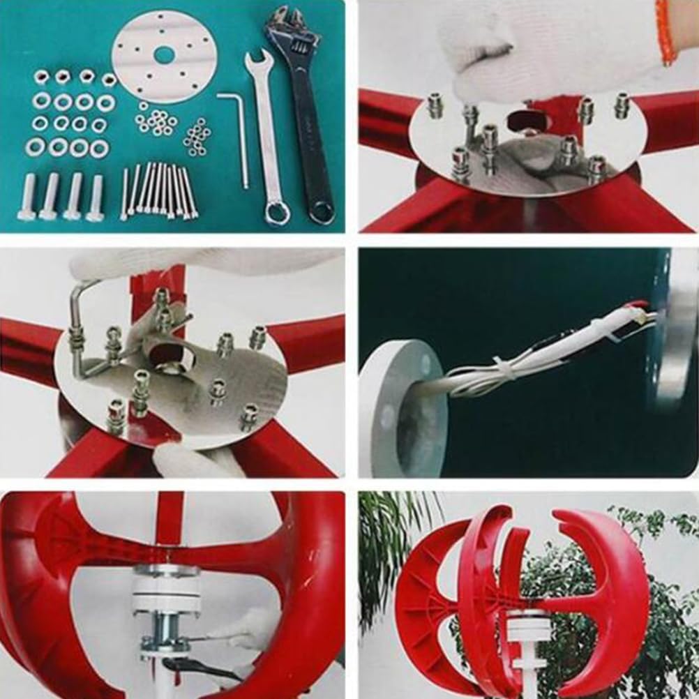 Wind Turbine 12V24V 48V 12000W Wind Turbine Generator red Lantern Vertical Axis Garden Boat Wind Generator 5 Leaves Wind Turbine Kit with Controller