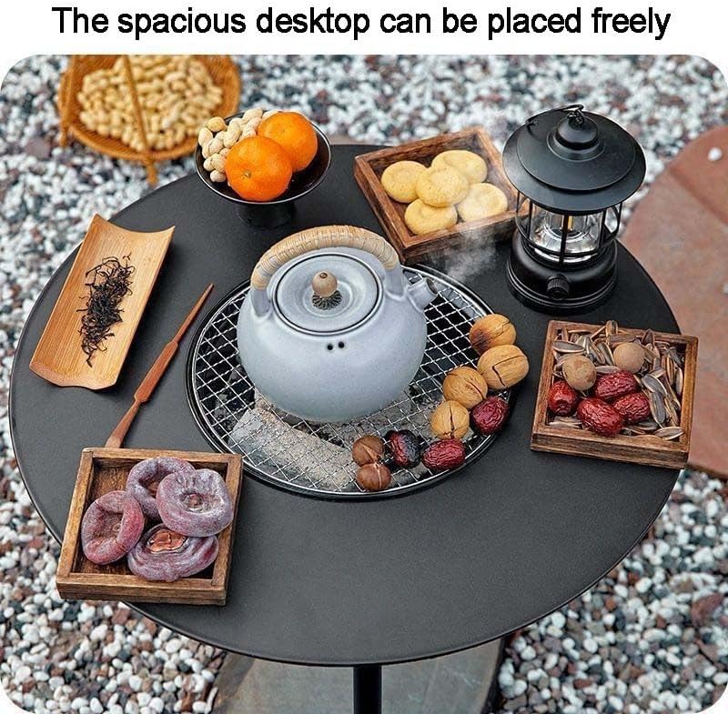 Charcoal Table Stove,Fire Pit Table, 58X58x46cm Multi-Function Outdoor Table with Grill Grate & Tray for Backyard, Patio, Camping - Tea Brewing, BBQ, Hot Pot, Warming