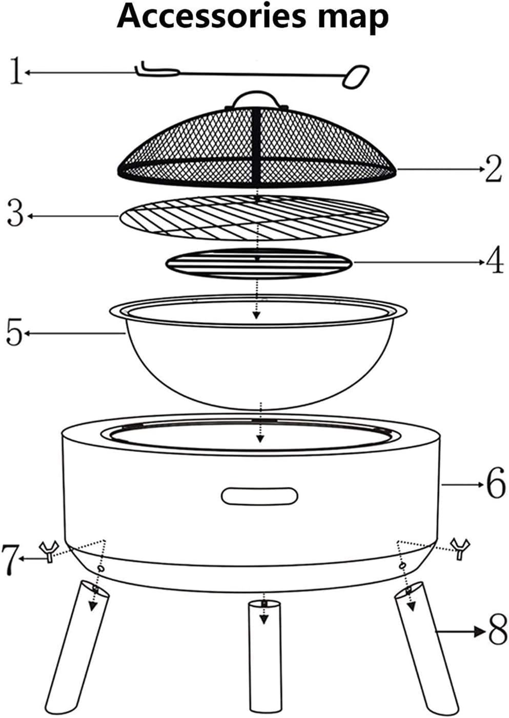 Fire Pits Outdoor Wood Burning Outdoor Fire Pits Fire Bowl, Magnesia Barbecue Grill, Used for Outdoor Garden Fire Pit Heating/Barbecuing, Garden Terrace with Cover BBQ Cooking for Outsi