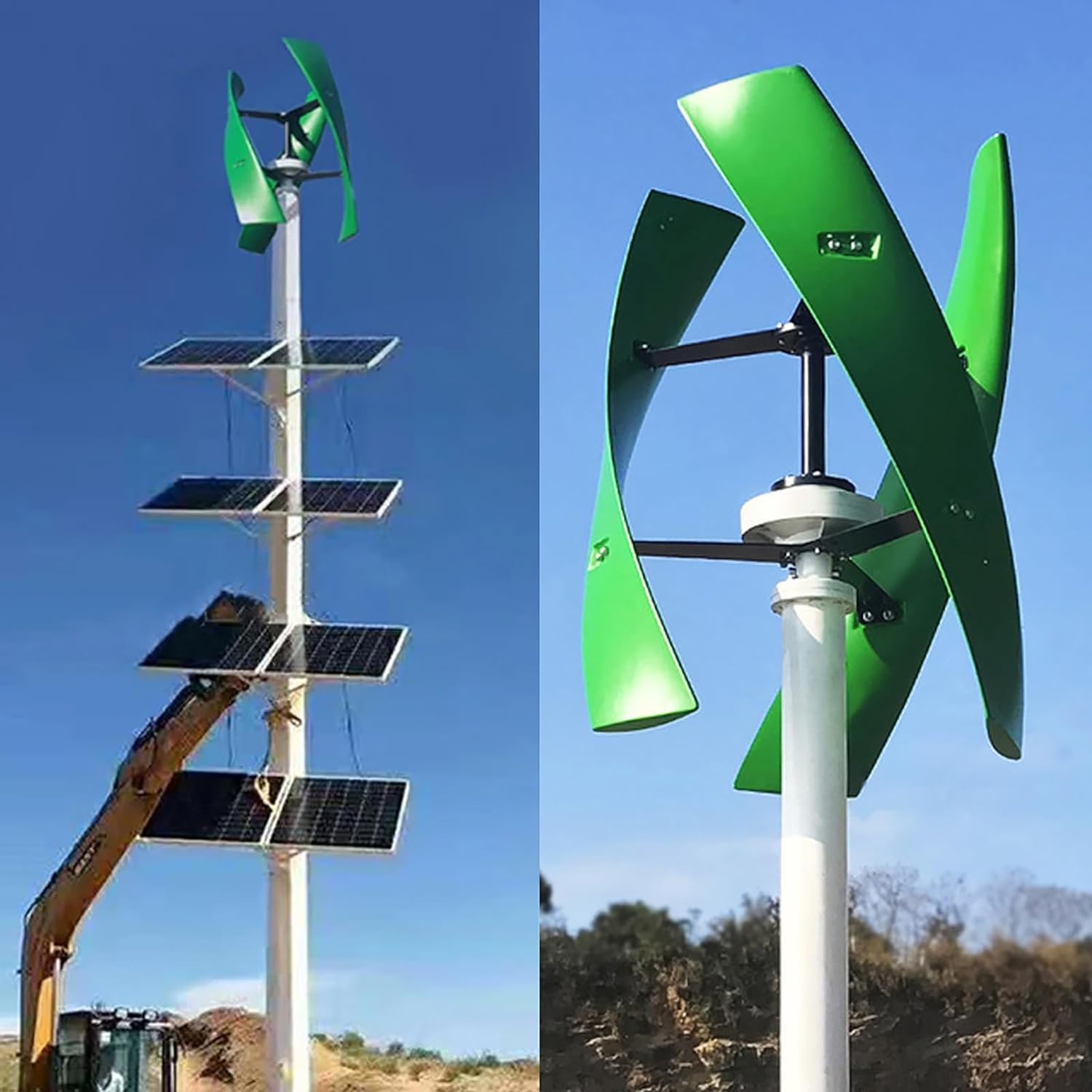 12000W Vertical Axis Maglev Wind Turbine Generator 3 Green Blades VAWT Wind Power Generator Kits with LCD MPPT Charge
