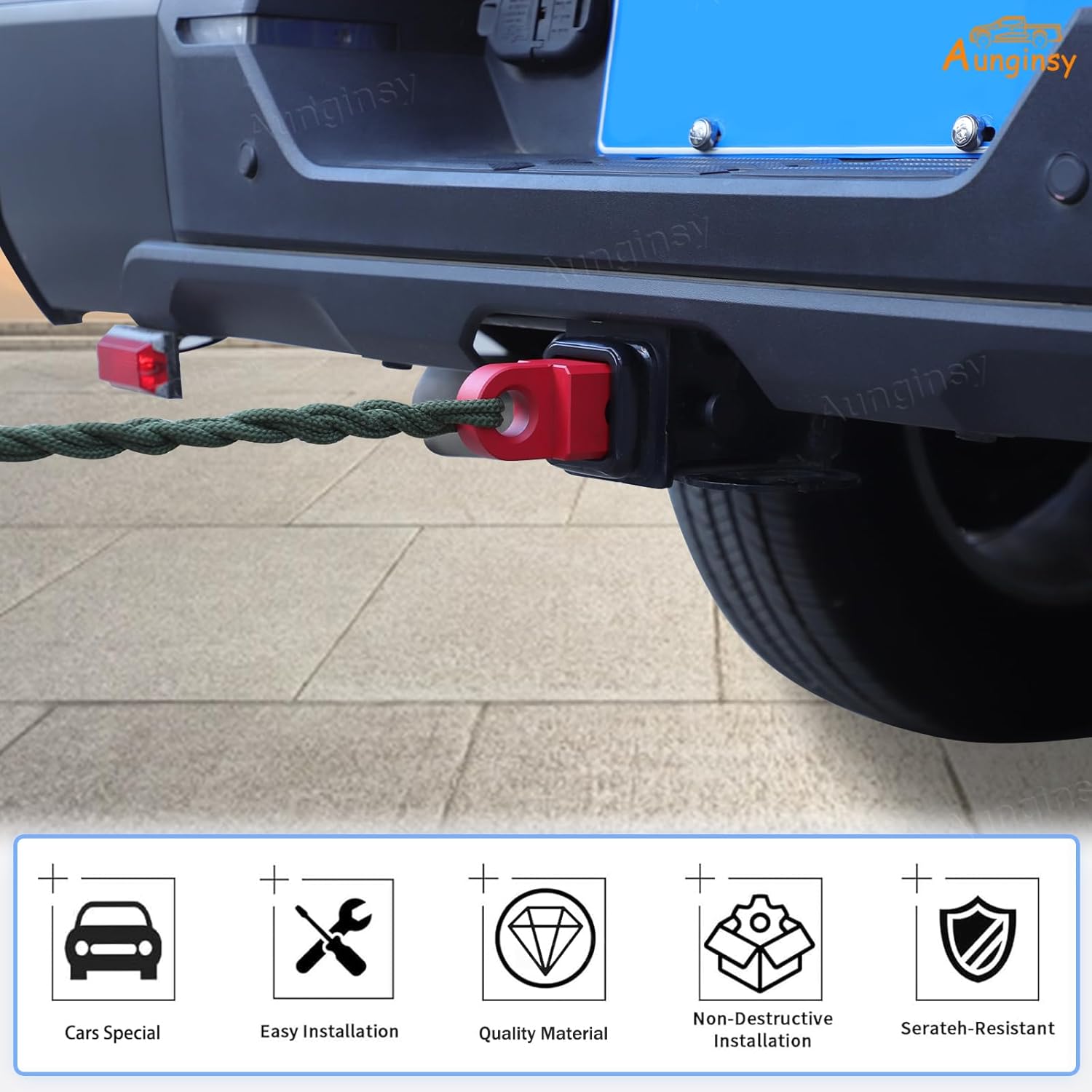 Aunginsy Tow Hitch Receiver Hook with Tightener Compatible with Toyota Tundra 2022 2023 2024 2025 Accessories, Car Shackle Mount Trailer Hitch Lock Pin Heavy Duty Solid Recovery Towing Kit for Trucks