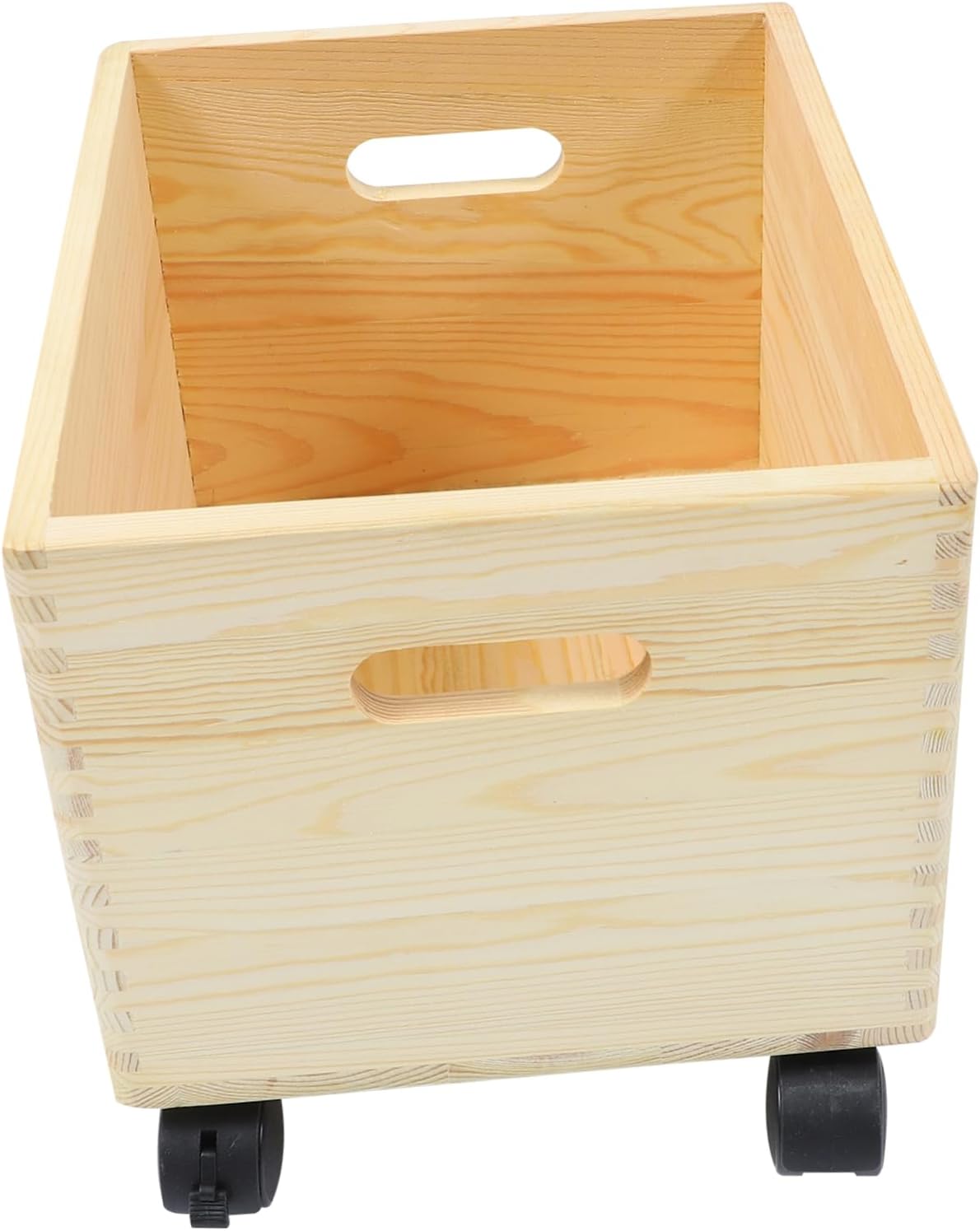 1pc Wooden Box Wheels Capacity Sundries Organizer for Household Storage Easy to Move Fine Workmanship Practical Design for Clutter Living Spaces