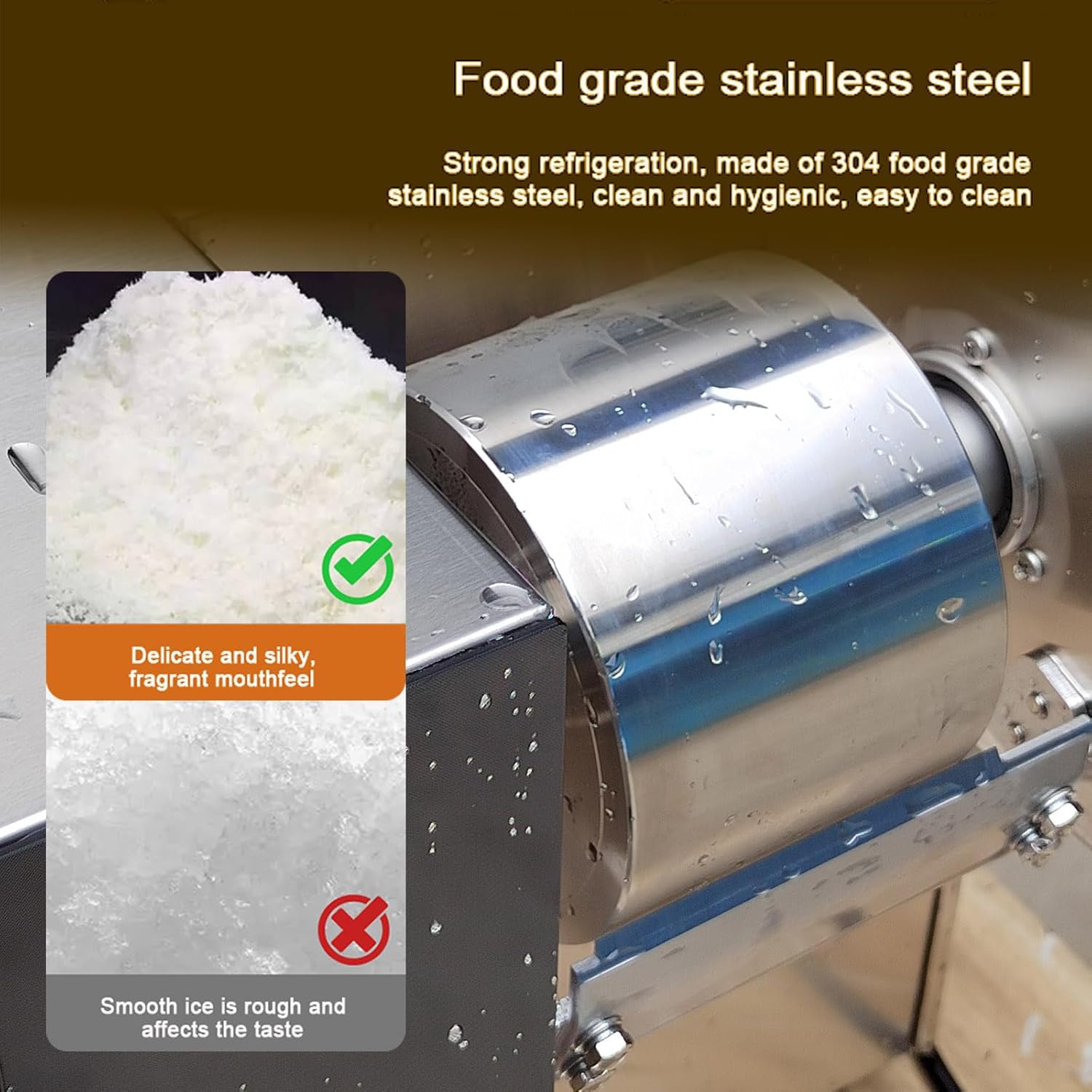 Kolice Commercial Automatic Shaved Ice Machine, 275 lbs/day Snow Cone Shaver, Snowflake Ice Machine, Air Cooling for Restaurant, Milktea Shops, Food Van, Home etc