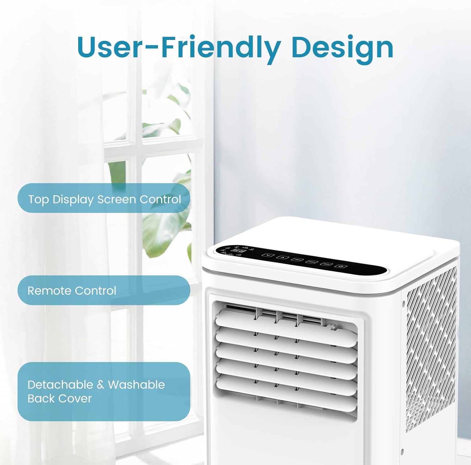 COWSAR 8000 BTU Portable Air Conditioners, Portable AC Cool up to 350 Sq.Ft, 4 Modes Room Air Conditioner with Remote/LED Display/24Hrs Timer/360° Wheels/Installation Kits, Ideal for Home/Office