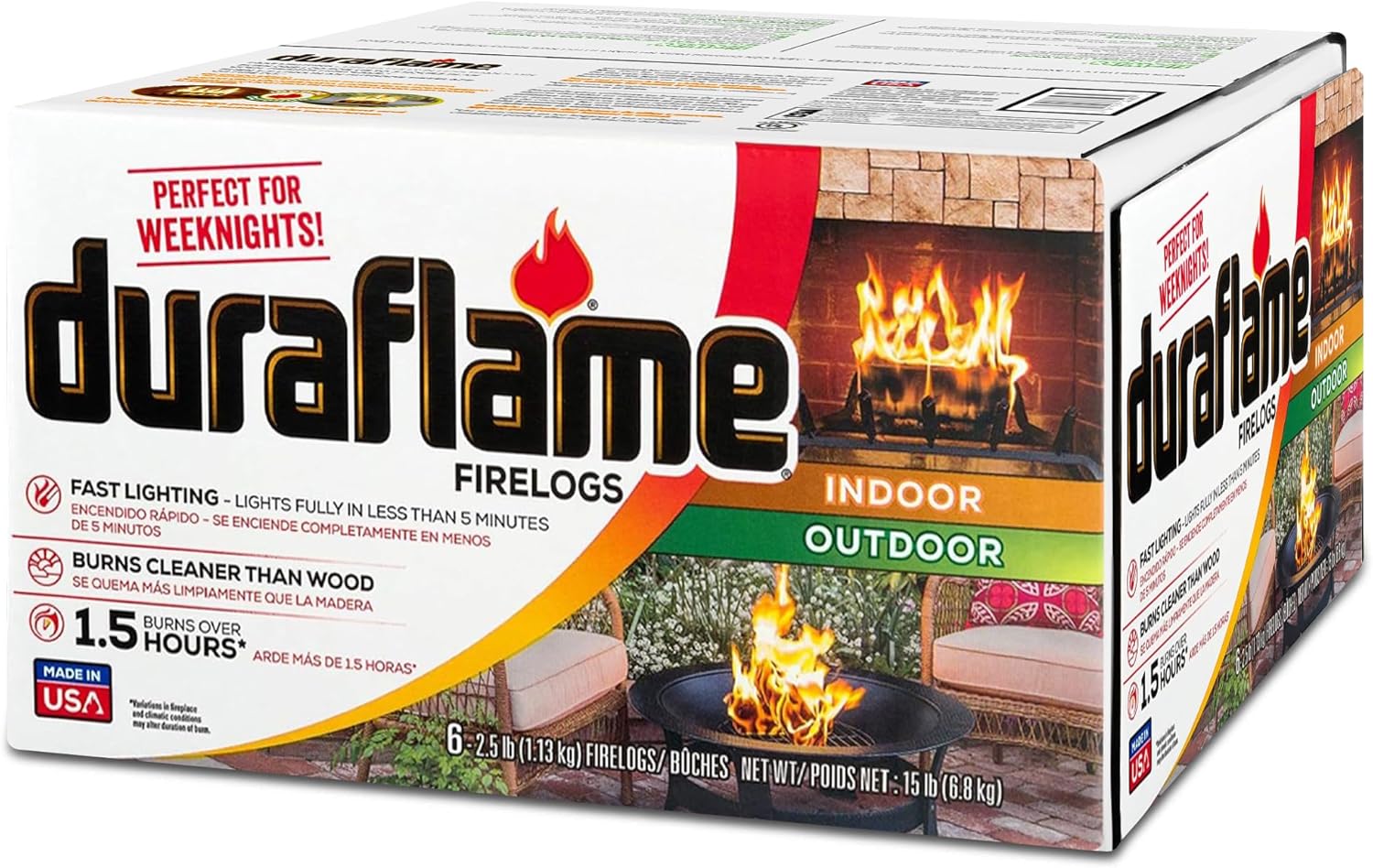 Duraflame 18-Pack Firelogs, Wood Alternative for Indoor or Outdoor Fireplace, 2.5 lb Each - Fast Lighting, Burns Over 1.5 Hours, Log for Open-Hearth Fireplaces, Bonfires, Fire Pits and Campfires