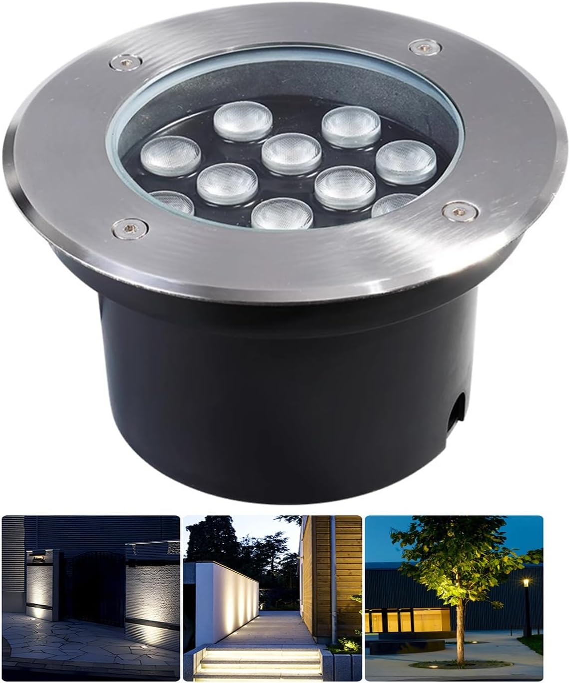 Outdoor Recessed Underground Light IP66 Waterproof Anti-Rust AC24V Low Voltage Embedded Led Ground Light for Walkway Deck Patio Garden Decorative Landscape Light, 5 Colors