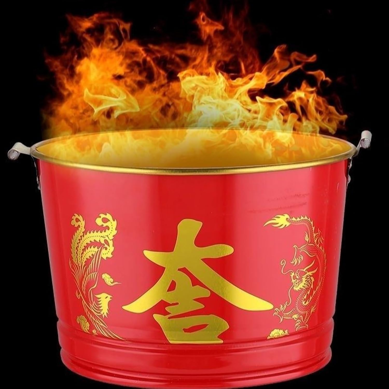 Domestic Burning Barrel, Metal Burning Barrel, Fire Pit, Incinerator with Grid and Fire Hook, 28cm/11in Wide, Easy to Use, Suitable for Burning Paper, Leaves, Rubbish, Wood(Red)