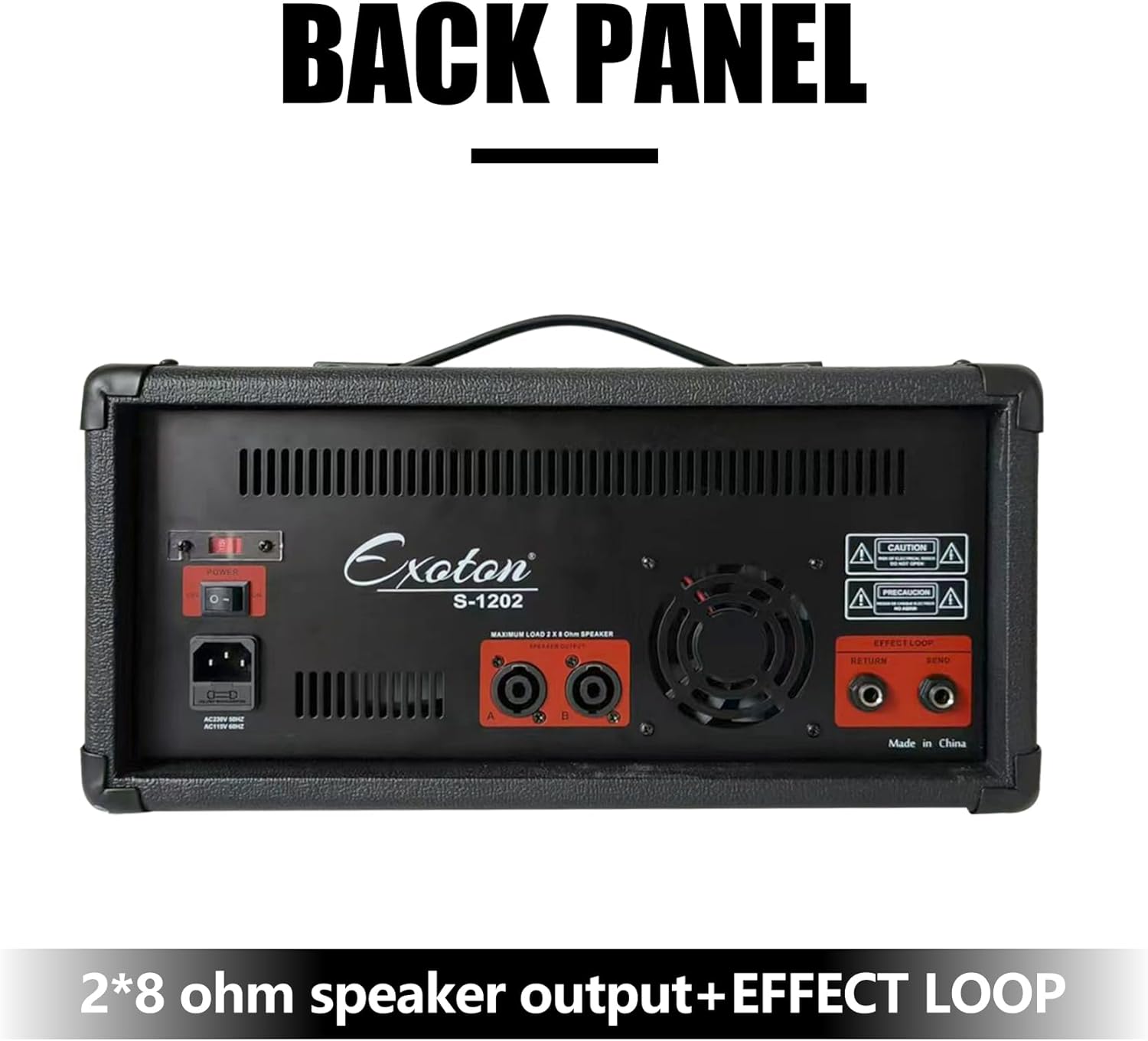 EXOTON S-1202 12inch 2000W Bluetooth PA System with Powered Mixer Set, Passive Speakers with 6 Channel Mixer/Stands/Mic/Effect Controller/ 48V Phantom Power,for Indoor&Outdoor