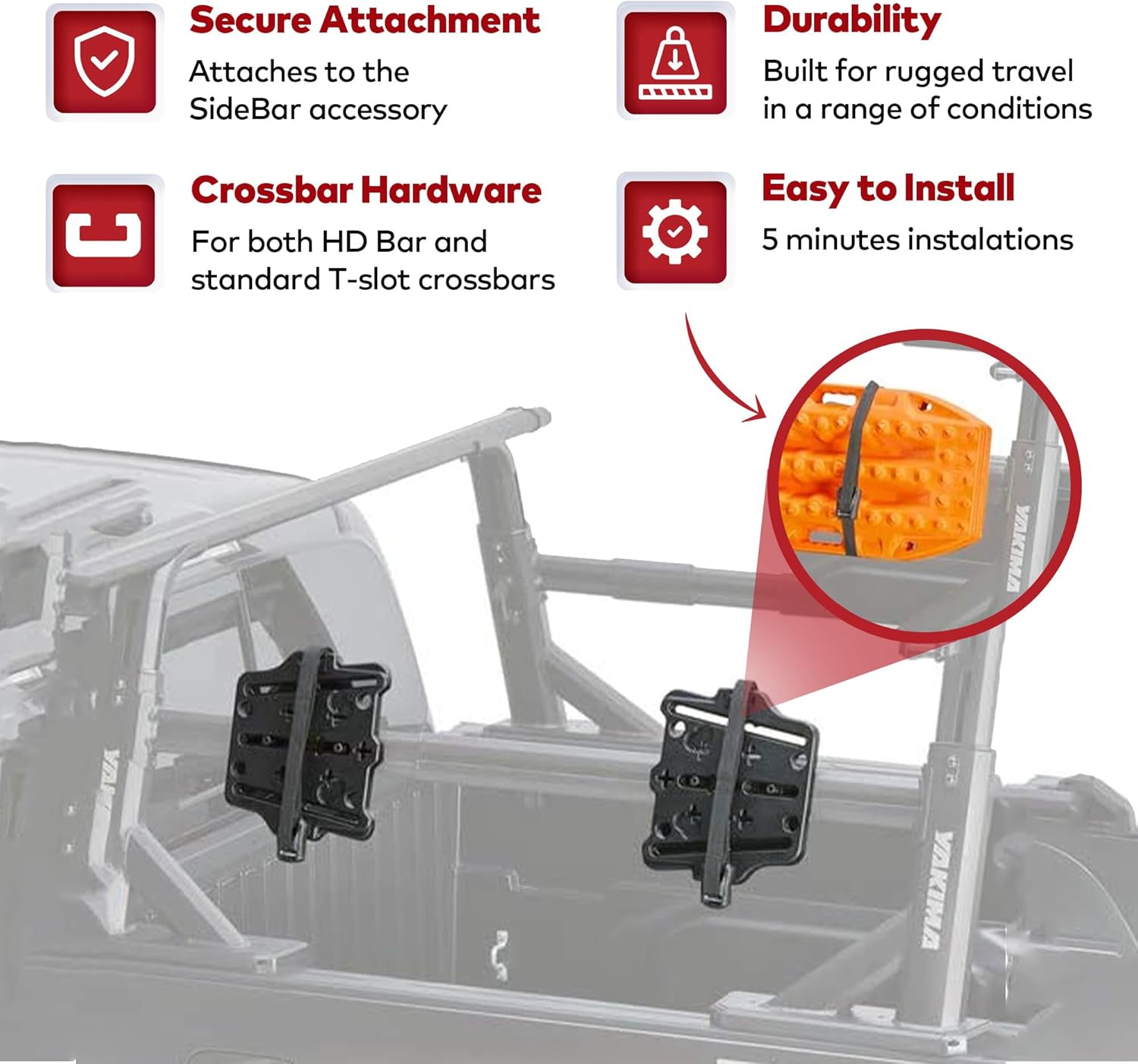 Yakima 35 Pound Load Capacity Heavy Duty Steel Recovery Track Mount Holds up to four MAXTRAX MKII, TRED Pro, or TRED 800/1100 Recovery Tracks, Black